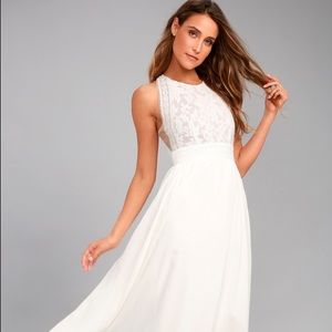 Forever and Always White Lace Maxi Dress